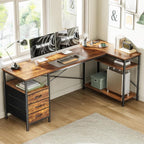 Huuger L Shaped Desk with Power Outlets, 63 Inch Reversible Computer Desk with - Image 2