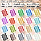 20 Pack Glitter HTV Vinyl 12" x 5FT Heat Transfer Iron On Vinyl Bundle | 20 - Image 2