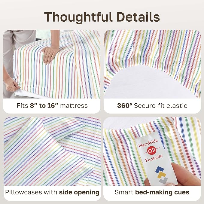 California Design Den Soft Queen Size 100% Cotton Sheet Sets, 400 TC Good - Image 5