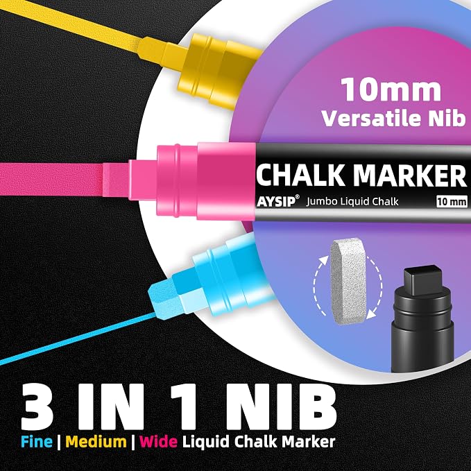 Window Chalk Markers for Blackboard，20 Colors Washable Glass Jumbo Liquid Chalk - Image 2
