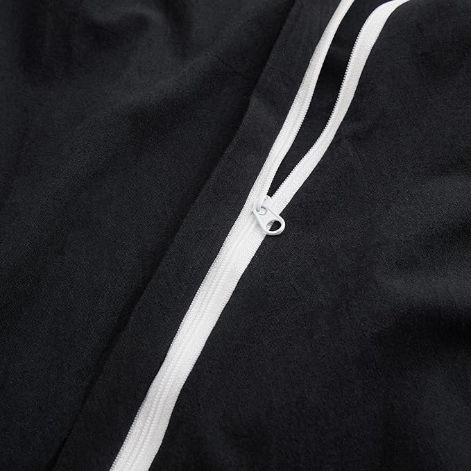 LOVQUE Black Duvet Cover Twin Size, 100% Washed Cotton Linen Like Bedding Set - Image 5