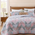 BLOOMHAVEN Quilt Set King Size, Patchwork Pink Floral Quilt Sets, Reversible by BLOOMHAVEN