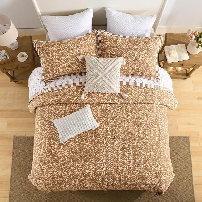 SahSahCasa Quilt Set King Size, 100% Cotton Quilt Bedding Set Bedspread - Image 4