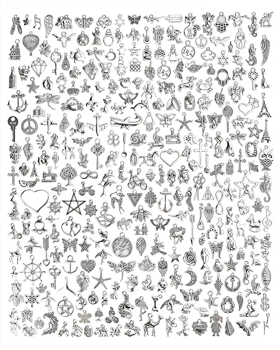 JIALEEY 300 PCS Wholesale Bulk Lots Jewelry Making Charms Mixed Smooth Tibetan by JIALEEY
