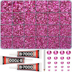 31000Pcs Dark Pink Rhinestones for Bedazzling, Flat Back Resin Jewel Crystal by Worthofbest
