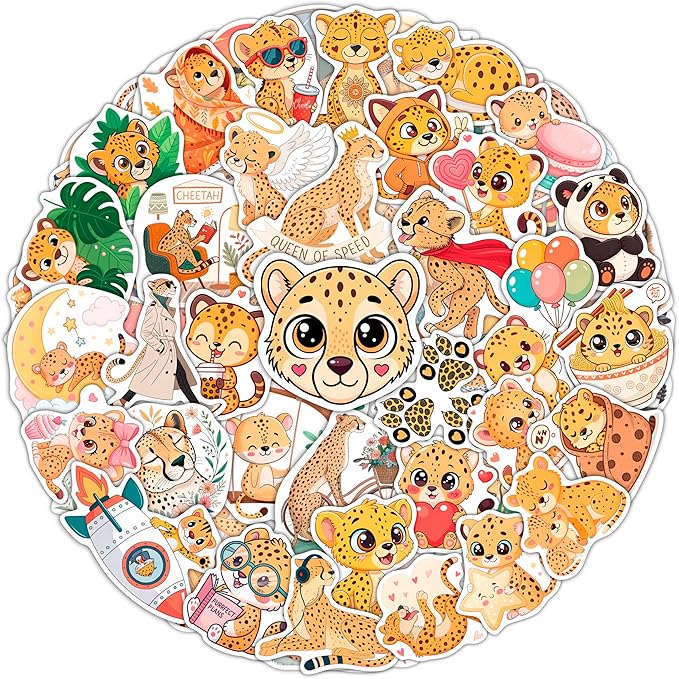 100Pcs Cheetah Stickers for Water Bottle, Laptop by BulbaCraft