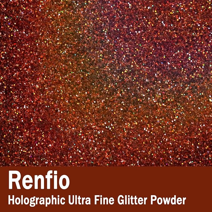 Renfio Holographic Ultra Fine Glitter Powder Metallic Resin Glitter 2.11 Oz PET - Image 2