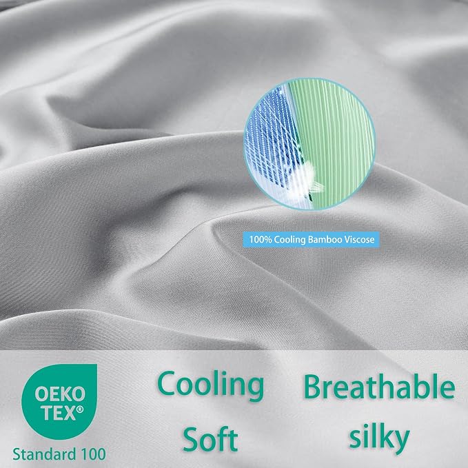 4-Pack Bamboo Viscose Zippered Pillow Cases Queen Size, 400 Thread Count - Image 3