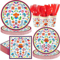 168Pcs Mexican Fiesta Party Decorations, Serves 24 | Mexican Floral Plates and by Greencian