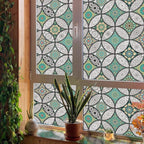 Green Window Privacy Film Frosted Glass Windows Cling Non-Adhesive Removable - Image 9