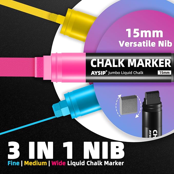 Window Chalk Markers for Blackboard，10 Colors Washable Glass Jumbo Liquid Chalk - Image 2