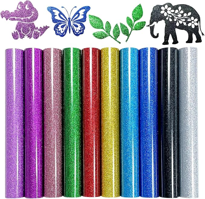 Efuncro- 10 Pack Glitter HTV 12'' x 10'' Heat Transfer Vinyl Bundle, Iron on by Unknown
