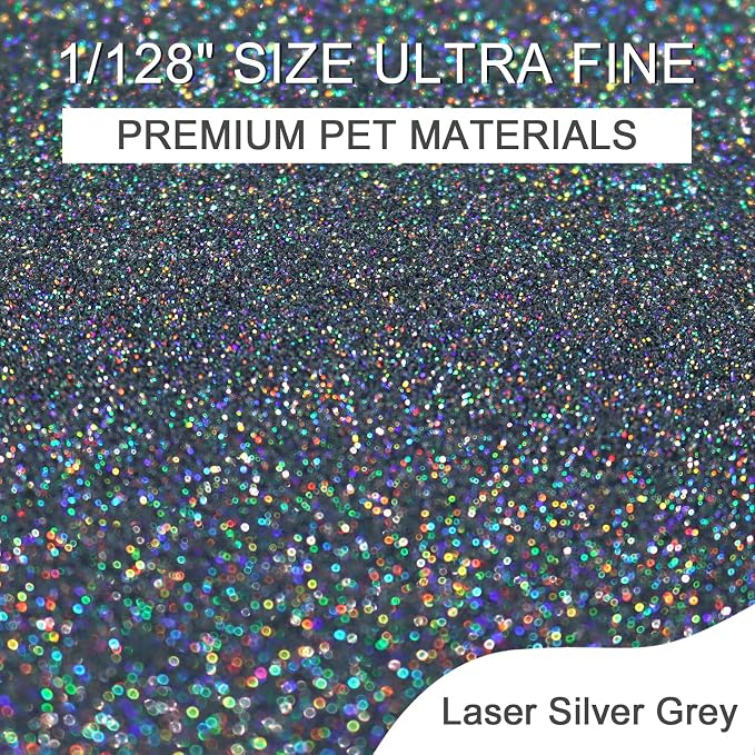 Ceya 3.8oz/ 110g Holographic Ultra Fine Glitter Powder Laser Silver Grey - Image 2