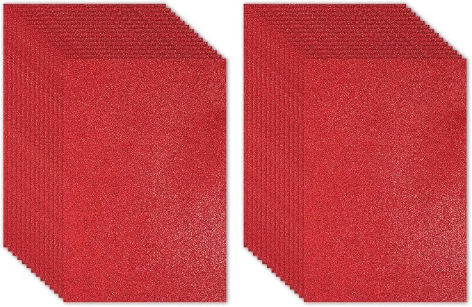 PATIKIL 30Sheets Bright Red EVA Glitter Foam Sheet 11.8 x 7.9 Inch 2mm Thick by PATIKIL