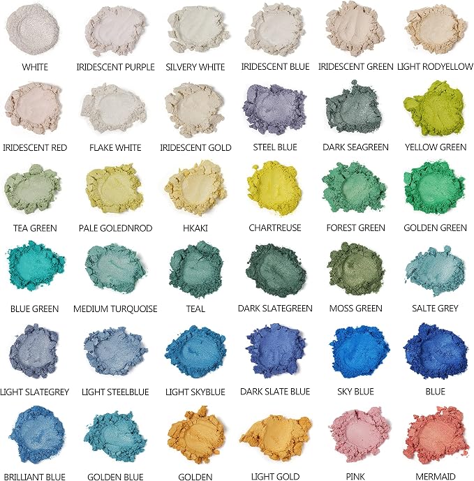 Smalltongue Mica Powder for Epoxy Resin, 72 Colors, 0.35 oz Bottles Mica Glitter - Image 2