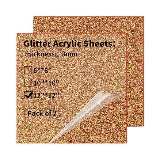 Glitter Acrylic Sheets 12 x 12 inch 1/8" Thick by gdhwcxl