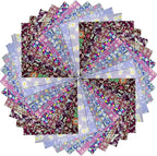 HANPATQUI 50PCS 5 x 5 inch Purple Printed 100% Cotton Fat Quarters Fabric by HANPATQUI