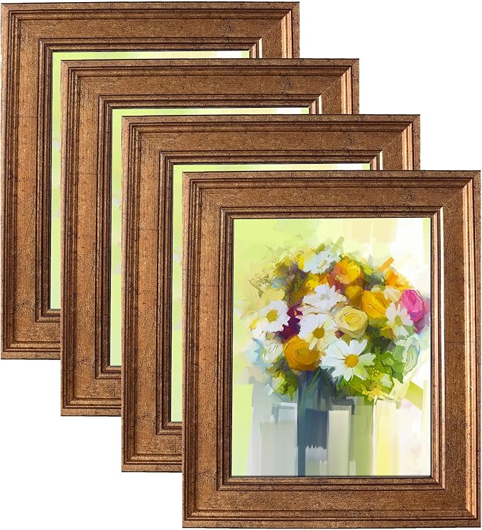 LUCKYLIFE 8x10 Picture Frame Set of 4, Rustic Bronze Picture Frames by LUCKYLIFE