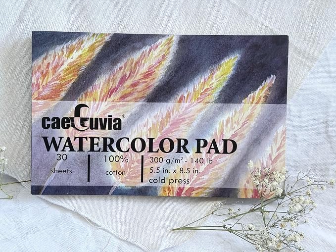 Caeluvia Cold Press 100% Cotton Watercolor Paper Pad 140lb, 5.5x8.5 Inch 30 - Image 2