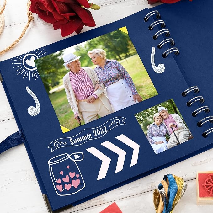 Bstorify Square Scrapbook Photo Albums 7 x 7 Inch Blue Hardcover - Image 6