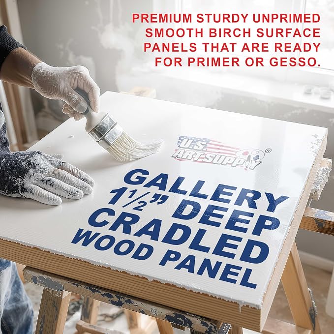 U.S. Art Supply 12" x 24" Unfinished Cradled Wood Panels - Image 3