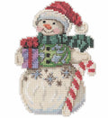 Snowman with Candy Cane Counted Cross Stitch Ornament Kit Mill Hill 2021 Jim by Mill+Hill