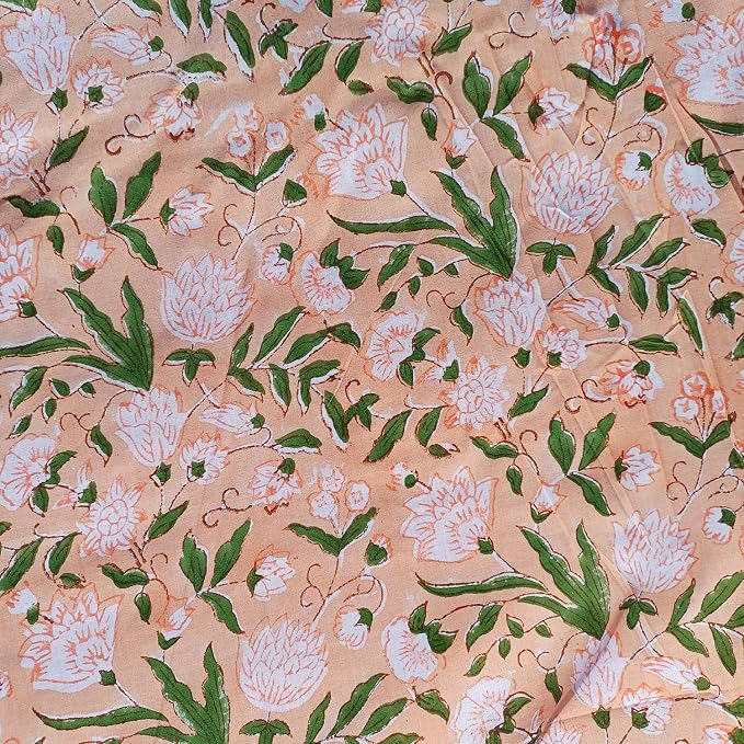 E-Tailor® Hand-Block Printed Pre-Cut Cotton Fabric Ideal - Image 2