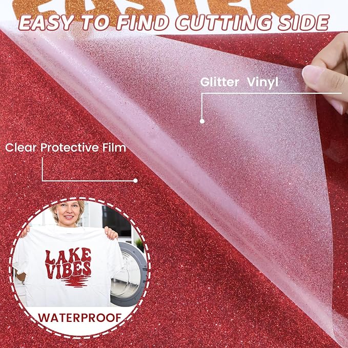 DUEUIOE Glitter Heat Transfer Vinyl 12 Pack 12x10 Inch Easy Cut Glitter HTV - Image 4