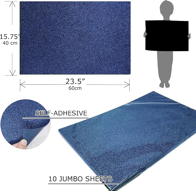 Allgala Jumbo Self-Adhesive Glitter EVA Foam Sheets 10 Pack 16x24 inch Paper - Image 2