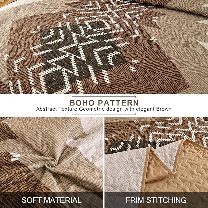 Dintszyayue Boho Full Size Quilt Set, 3 Pieces Aztec Texture Bedding Coverlet - Image 5