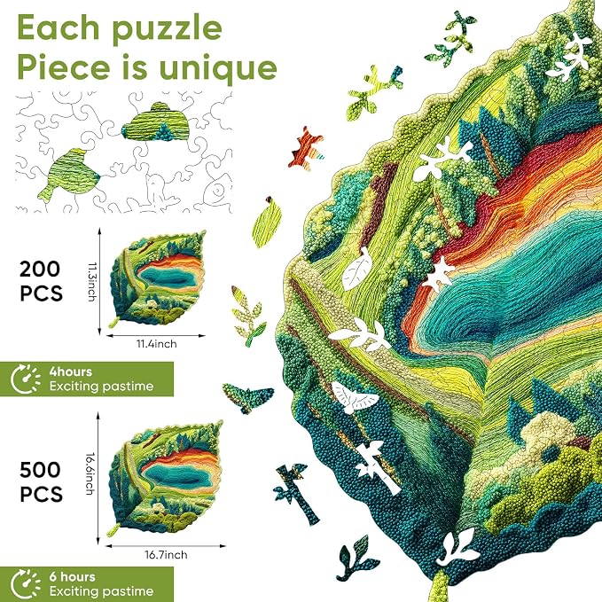 MYS A·U·R Wooden Puzzles for Adults, Serene Lake Jigsaw Puzzle 500pcs, - Image 3