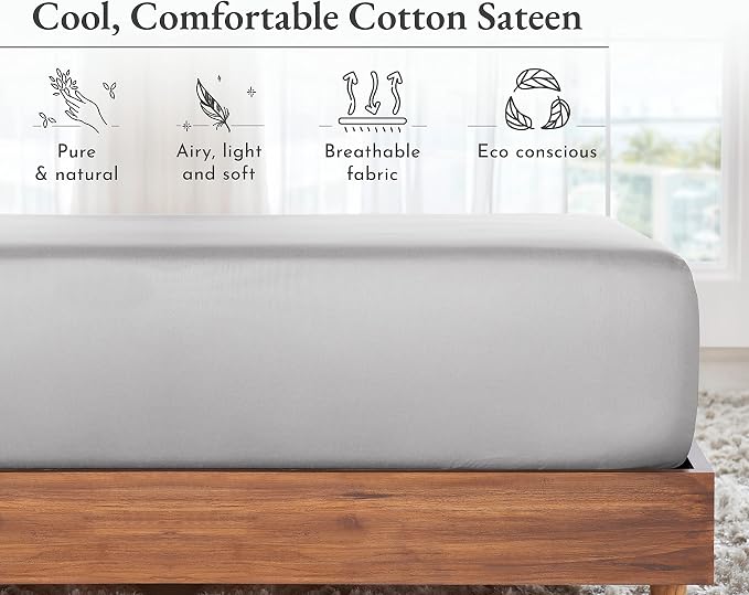 California Design Den Soft 100% Cotton Fitted Sheet Twin, Durable Sateen - Image 6