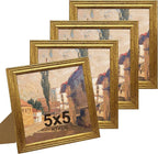 KTKDE 5x5 Picture Frame Set of 4, Ornate Vintage Gold Photo Frames - Image 7