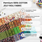 Craftido-20 Options-100% Cotton Jelly Roll Fabric Precut Strips - Image 6