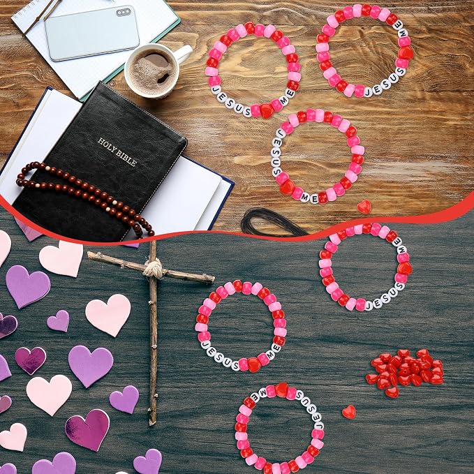 Ferreve 35 Sets Valentine's Day Christian Craft Kit Jesus Love Me DIY Bead - Image 5