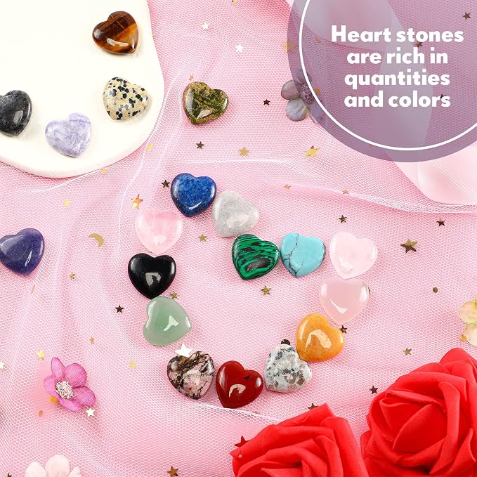 Nuenen 72 Pcs Natural Heart Shaped Healing Crystal Stone Bulk 0.8 Inch Polished - Image 3