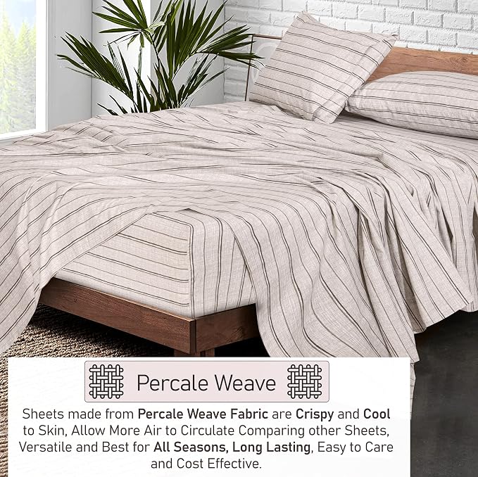 RUVANTI 100% Cotton Sheets – California King Percale Bedding, Cooling & - Image 3