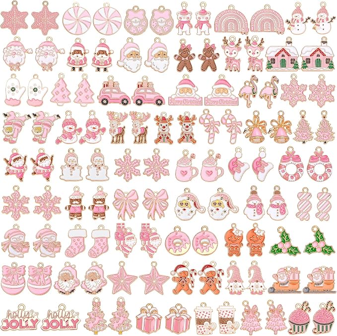 SANNIX 110Pcs/55 Pairs Christmas Charms, Holiday Xmas Enamel Pendants by SANNIX