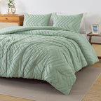 Andency Sage Green California King Comforter Set, Boho Soft Fluffy Warm by Andency
