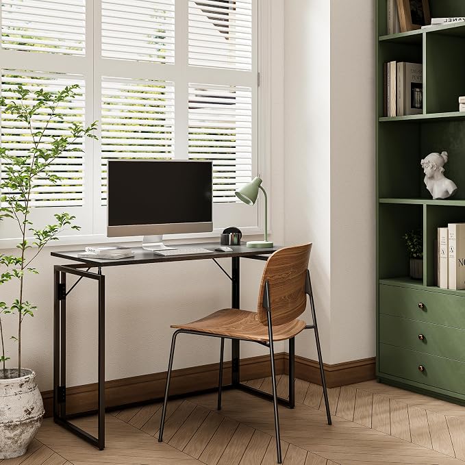 alawooder 31.5" Folding Desk: No Assembly, Wood Top - Image 5
