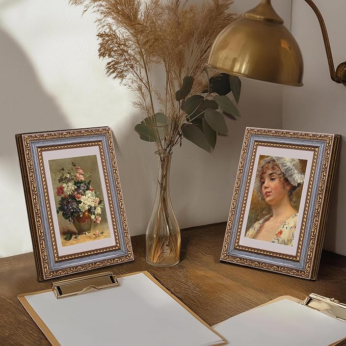eletecpro 4x6 Vintage Picture Frame, Glass Cover, Horizontal or Vertical - Image 6