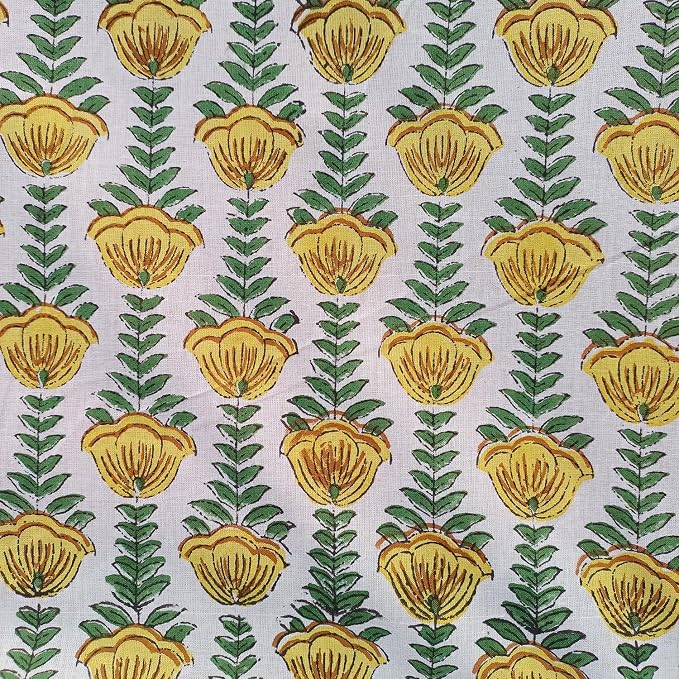 E-Tailor® Hand-Block Printed Pre-Cut Cotton Fabric Ideal - Image 3