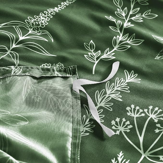 MUXHOMO Duvet Cover Full Size, Reversible Floral Dark Green Duvet Cover Set - Image 5