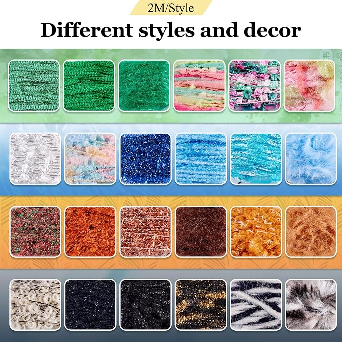 20 Colors Embellishments Assorted Novelty Yarn Odd Crochet Art Yarn Handmade - Image 3