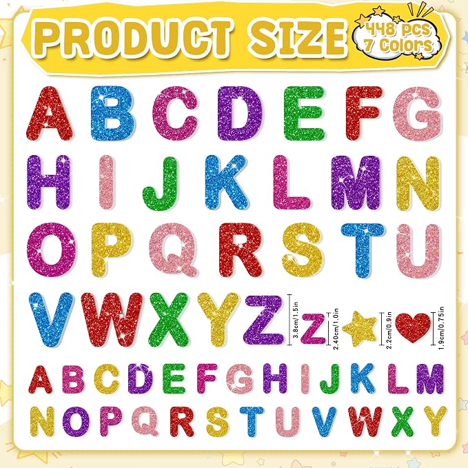 Foam Letter Stickers, 7 Sheets 3D Glitter Alphabet Stickers - Image 2