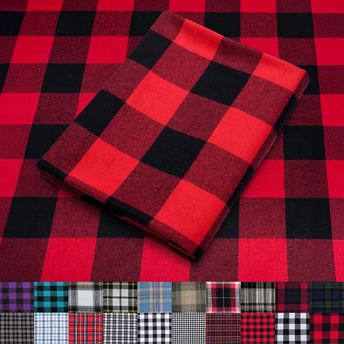 Pico Textiles 10 Yards Bolt Red and Black Buffalo Plaid Checkered Flannel Fabric by PicoTextiles