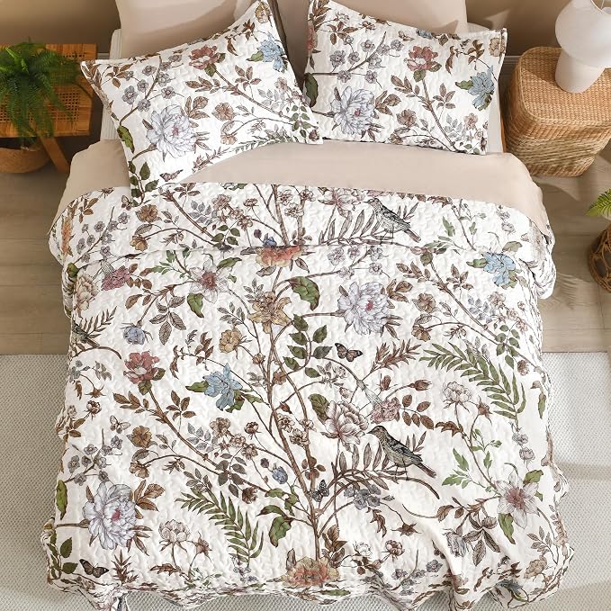 Litanika Floral White Quilt Queen Size - Image 4