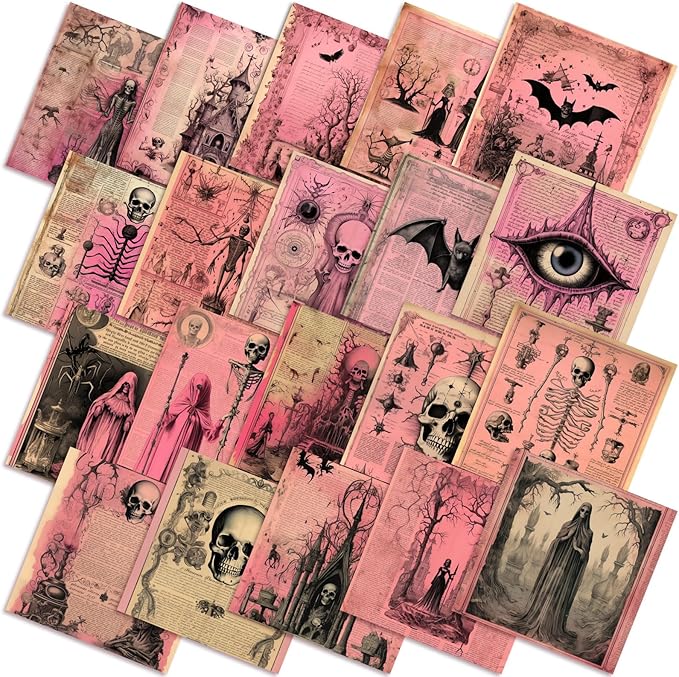 HunnmingRe 20 Pcs 10''x10'' Pink Halloween Quilting Fabric Square Vintage by HunnmingRe