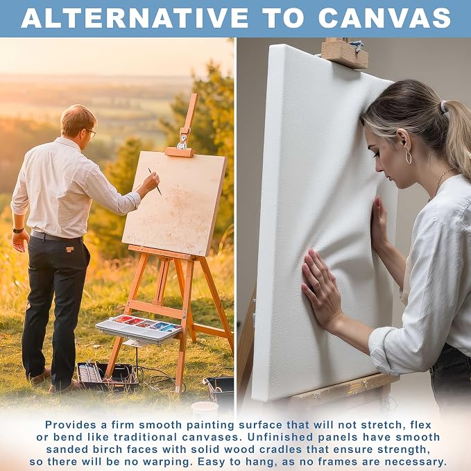U.S. Art Supply 18" x 24" Unfinished Cradled Wood Panels - Image 4