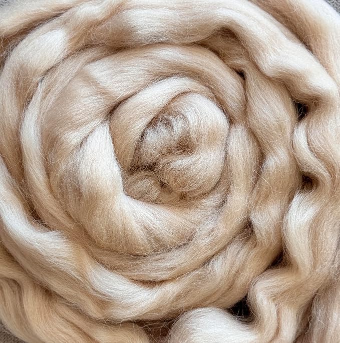 Cream Beige Wool Roving, 8 OZ. Best Wool - Image 5